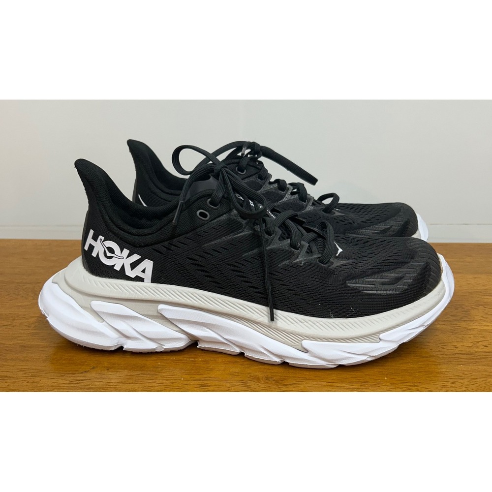 Hoka One One Clifton Edge Womens Running Shoes Black White 1110511 BWHT Size 8.5
